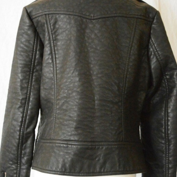 French Connection Faux-Fur-Trim Faux-Leather Moto - Picture 5 of 6